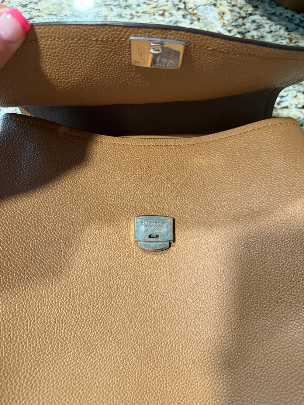kate spade Brown Pebble Leather Backpack with Top Handle